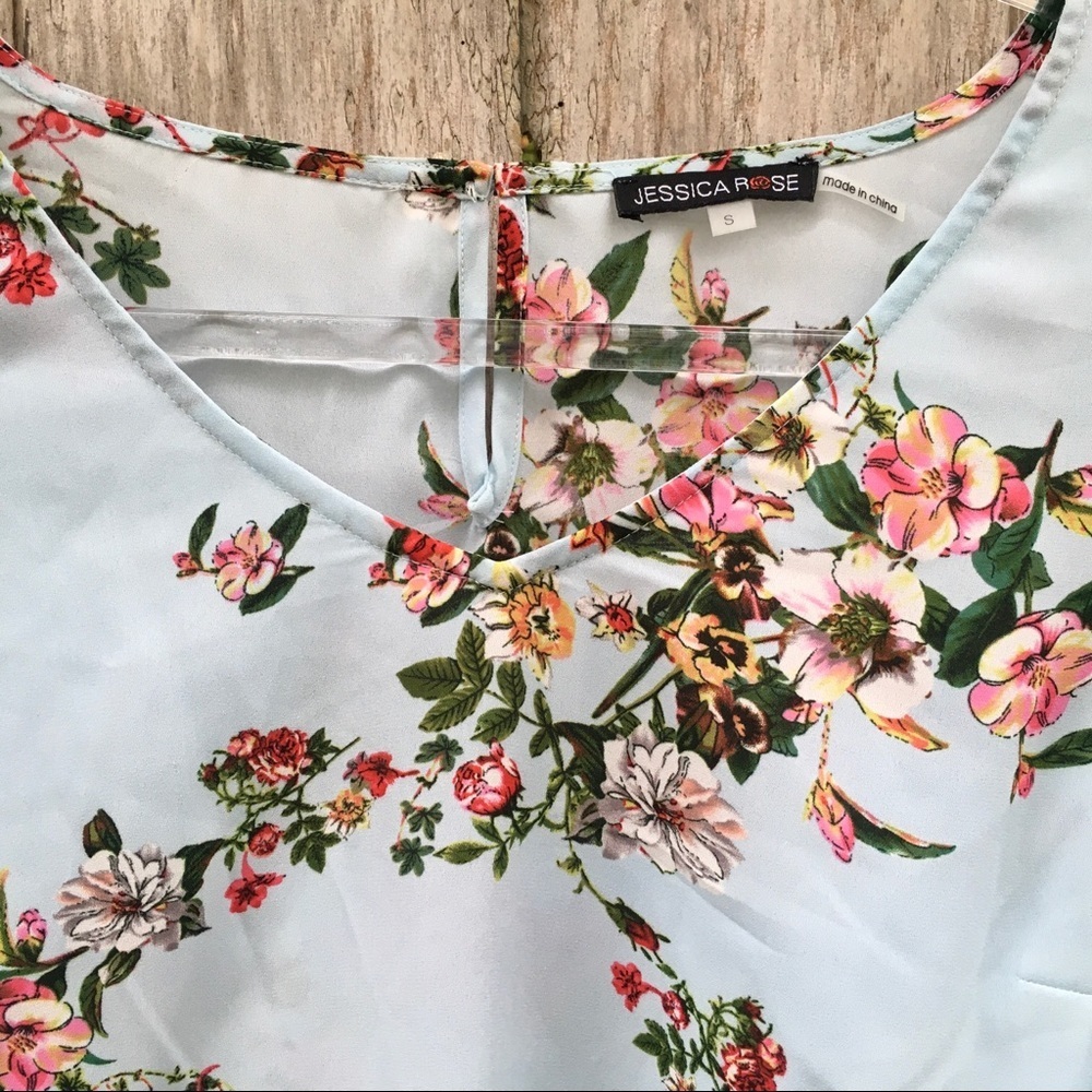Jessica Rose Floral 3/4 Ruffle Sleeve Top Small - Picture 6 of 8